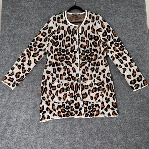 Signature Studio Womens XL Leopard‎ Cardigan Animal Print Y2K Glam Streetwear